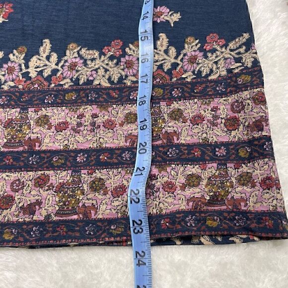 Lucky Brand Top Long Bell Sleeve Size XS Navy Blue Floral - Picture 8 of 9